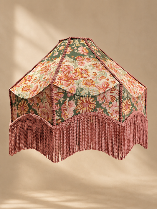 Abat-jour artisanal IRIS en soie vintage Atelier Anne Lavit Lyon