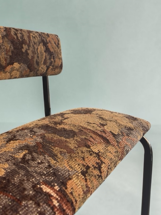 Banc scolaire tapissé tissu outdoor Pierre Frey - Atelier Anne Lavit - Détail