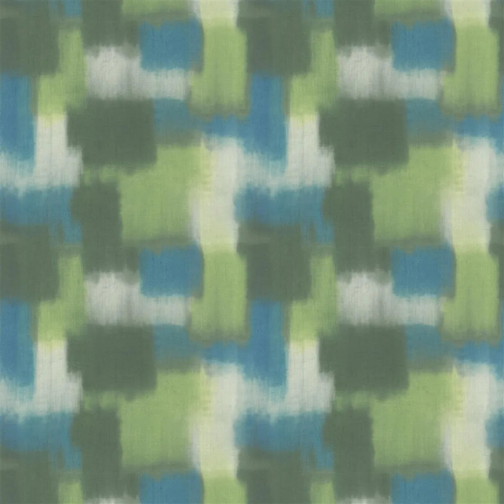 tissu lin Carrés Ombrés Designers Guild coloris moss