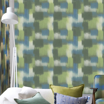 tissu lin Carrés Ombrés Designers Guild coloris moss
