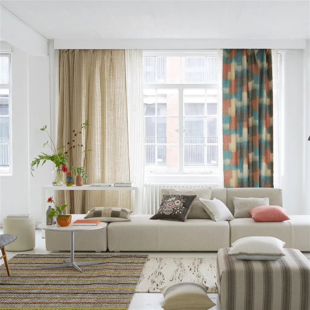 tissu lin Carrés Ombrés Designers Guild coloris terracotta
