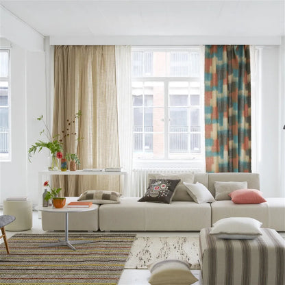 tissu lin Carrés Ombrés Designers Guild coloris terracotta