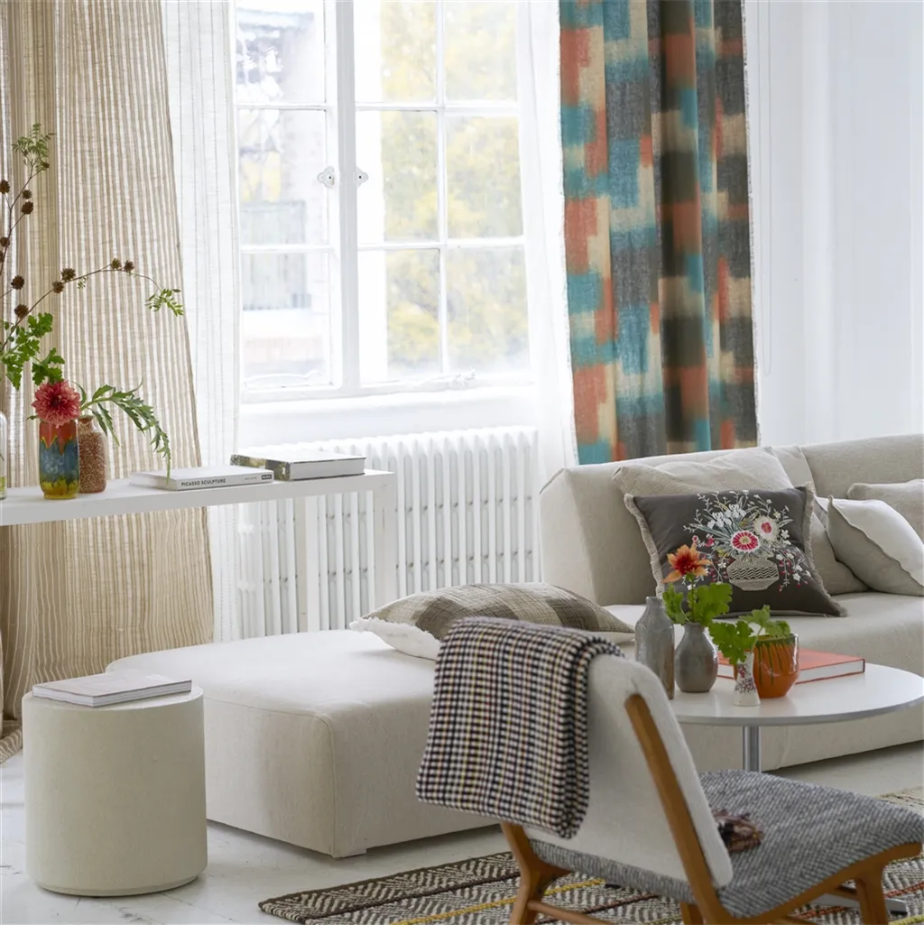 tissu lin Carrés Ombrés Designers Guild coloris terracotta 