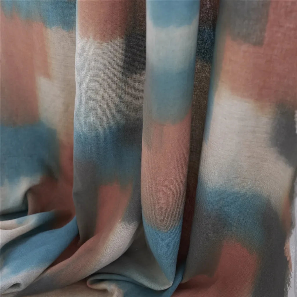 rideau en tissu lin Carrés Ombrés Designers Guild coloris terracotta