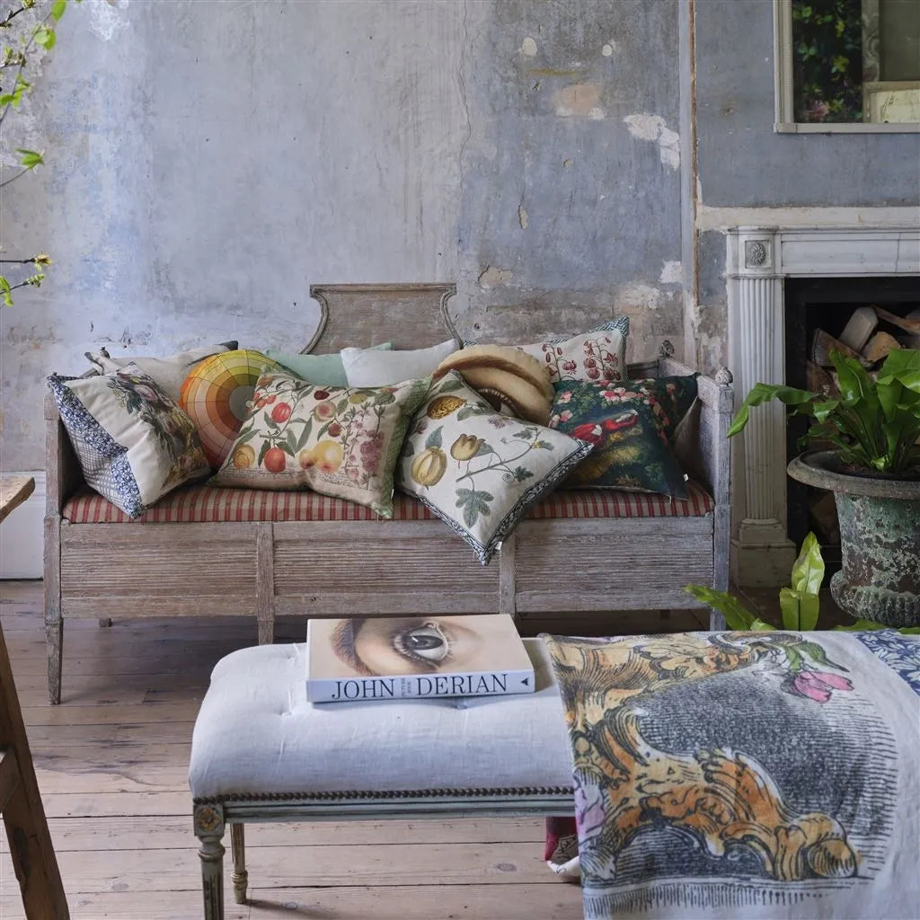 Mise en situation Coussin Lemons Canvas John Derian avec motifs citrons vintage