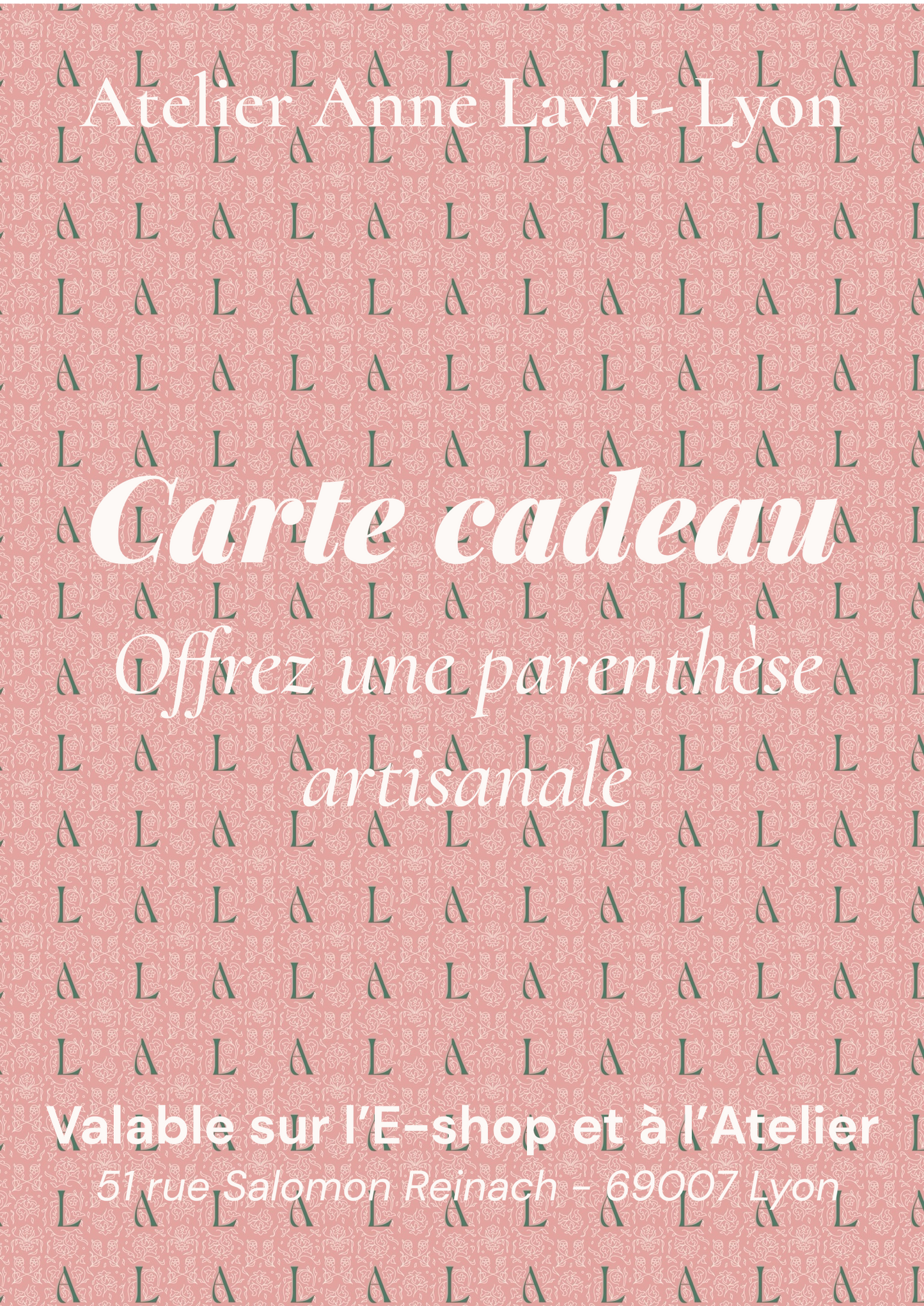 Offrez une carte cadeau Atelier Anne Lavit Lyon