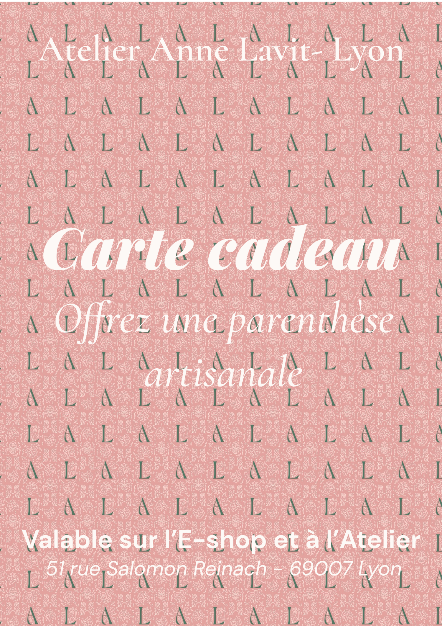 Offrez une carte cadeau Atelier Anne Lavit Lyon