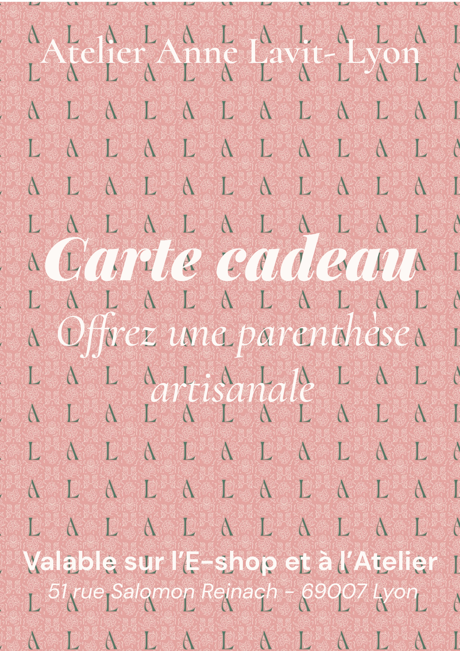 Offrez une carte cadeau Atelier Anne Lavit Lyon