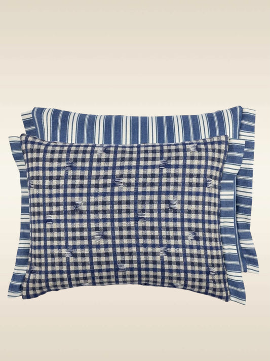 Coussin vichy indigo Designers Guild, Ateleir Anne Lavit Lyon
