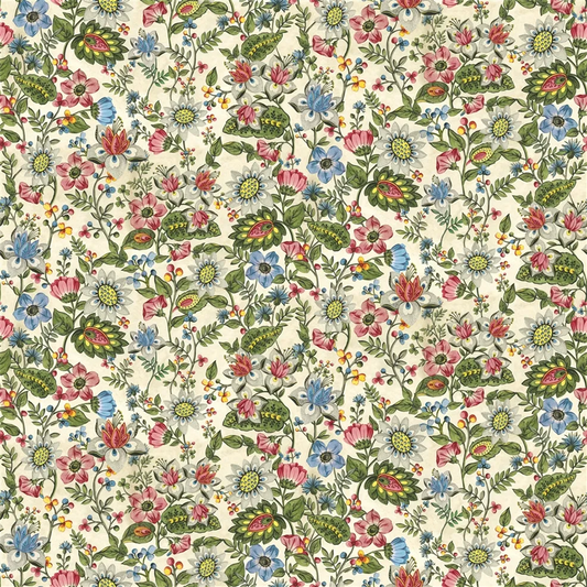 Tissu Folk Flower Parchment John Derian motif floral folklorique