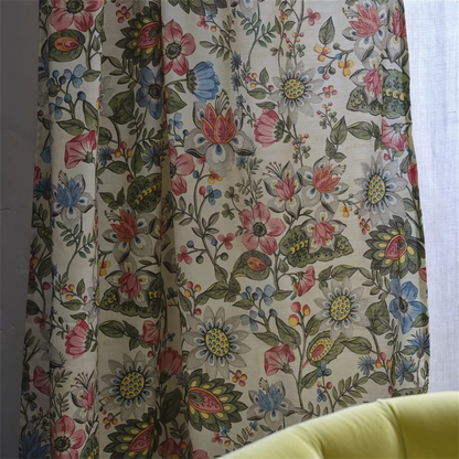 rideau en Tissu Folk Flower Parchment John Derian motif floral folklorique