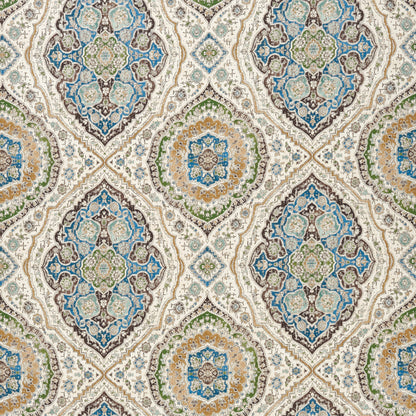 Tissu Karabali cachemire Nina Campbell  bleu et vert  sélection Anne Lavit Lyon