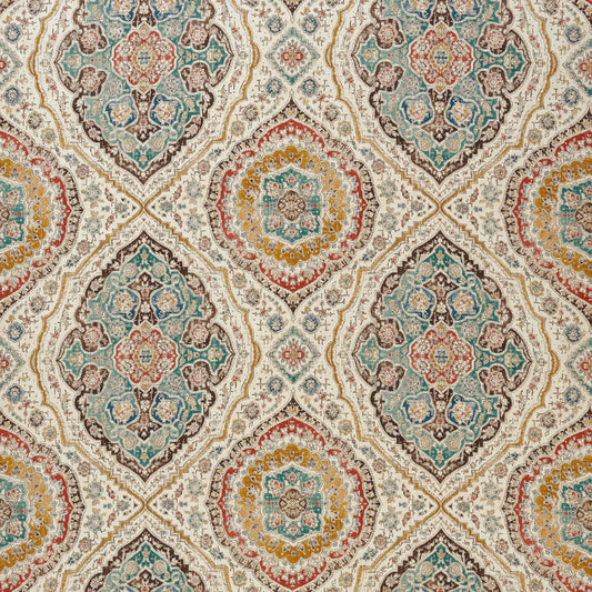 Tissu Karabali aux motifs cachemire t eal russet ochre sélection Anne Lavit Lyon