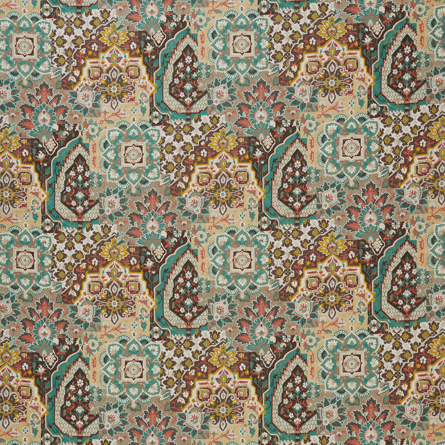 TISSU_PARIDAIZA_NINA_CAMPBELLChocolate / Teal / Russet_ Selection_Anne_Lavit