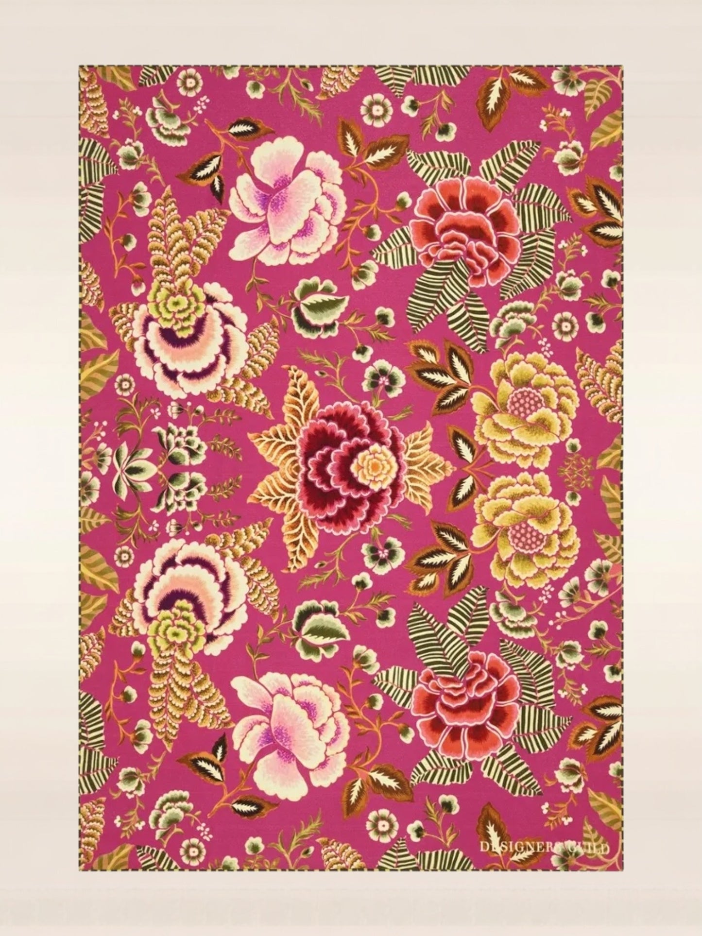 Plaid en laine mérinos rose cerise motif floral damassé Designers Guild - Atelier Anne Lavit Lyon.