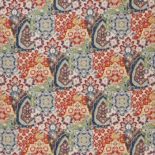 TISSU PARIDAIZA NINA CAMPBELL Blue / Terracotta / Green Selection Anne Lavit