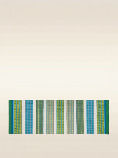 tapis de couloir outdoor Mahakam Designers Guild motif rayures cobalt