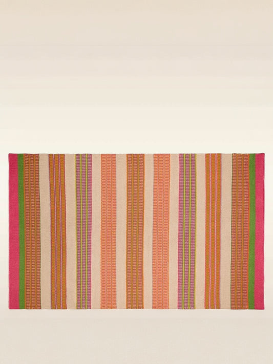 tapis outdoor Mahakam Designers Guild motif rayures graphiques coral 