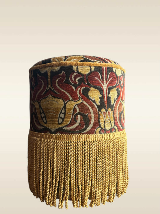 Pouf tissu casal franges Houlès Chenille PIDF 