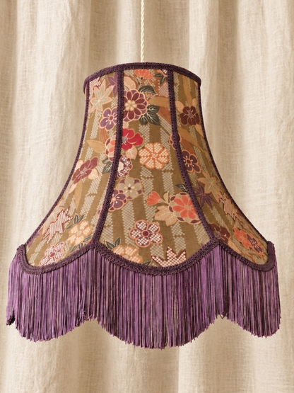 Suspension JOSÉPHINE – Soie Vintage Japonaise & Franges Atelier Anne Lavit Lyon