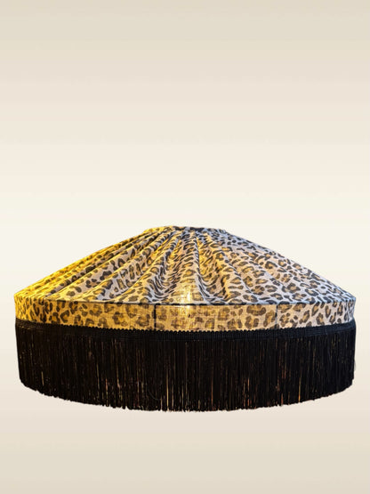 Suspension Léo lin léopard Casamance Ø60 cm – Vue d'ensemble – Atelier Anne Lavit Lyon