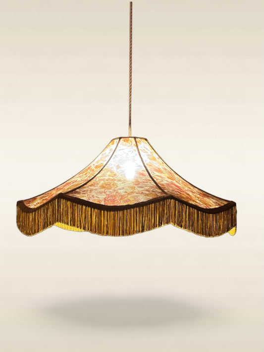 Suspension Pivoine fait main soie et franges Anne Lavit Lyon