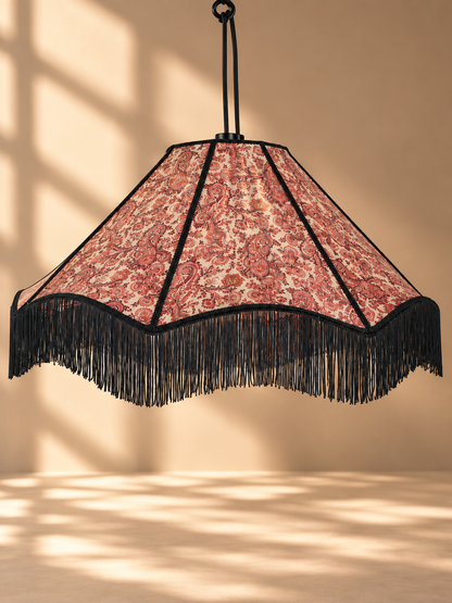 Suspension Pivoine N°2 en soie vintage motif Paisley