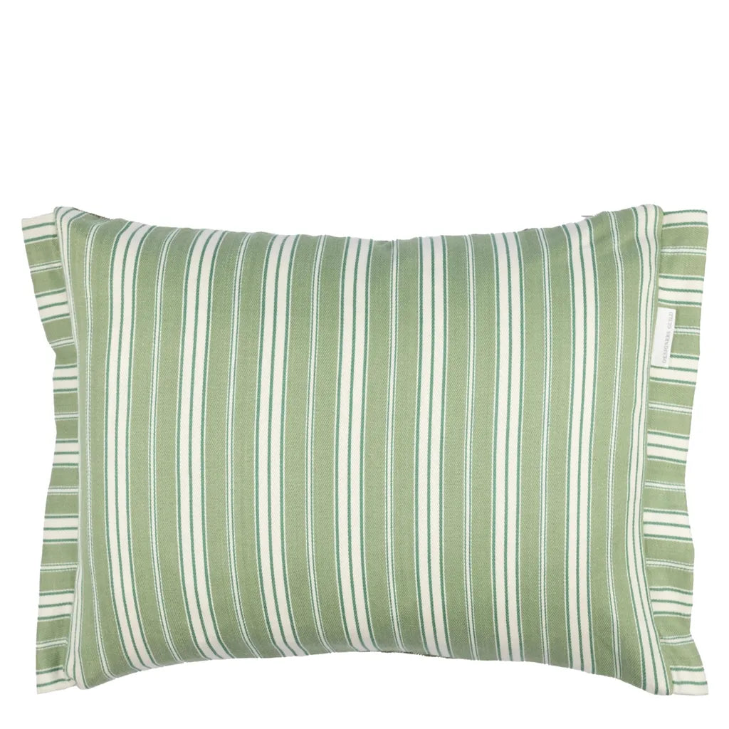 Verso Coussin rectangulaire Toile Vichy vert émeraude Designers Guild avec fils tirés artisanaux