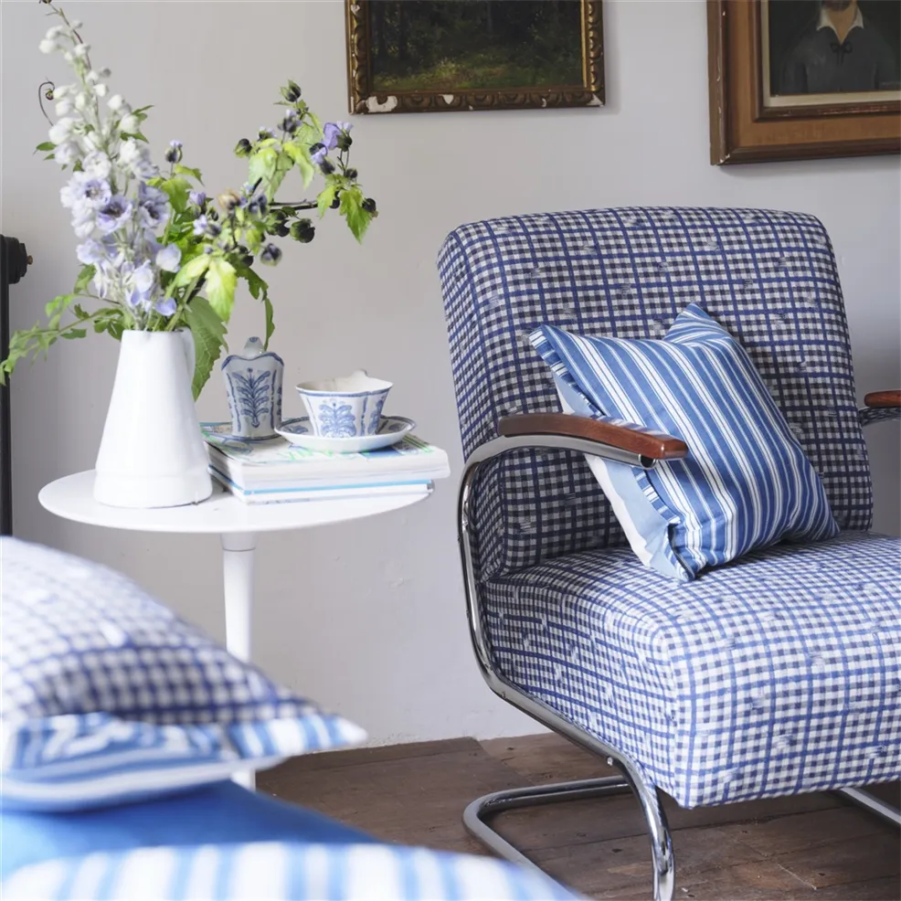 Mise en situation Tissu Vichy Designers Guild motif carreaux provençaux Atelier Anne Lavit Lyon 