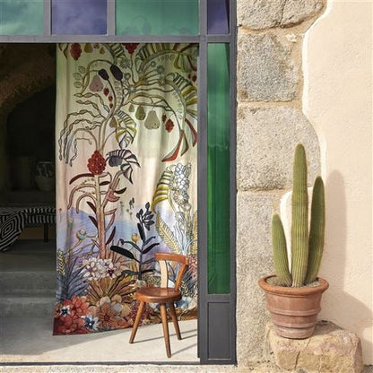Tissu panneau Otro Mundo Arena Christian Lacroix 300x137 cm – Vue d'ensemble végétation onirique lin brodé – Atelier Anne Lavit Lyon