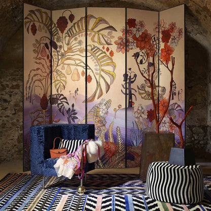 Tissu Otro Mundo Arena Christian Lacroix en situation – Rideau grande hauteur sous plafond – Atelier Anne Lavit Lyon